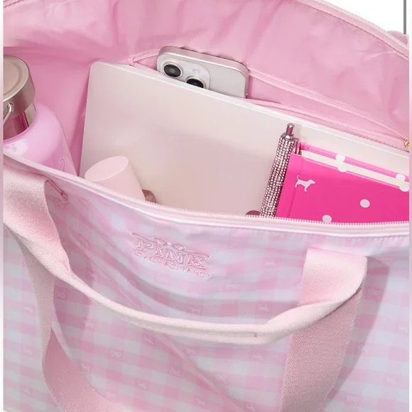 NWT💗SET💗Victoria’s Secret PINK x LOVESHACKFANCY Large TOTE& Mini Duffle Keychain - Picture 11 of 12